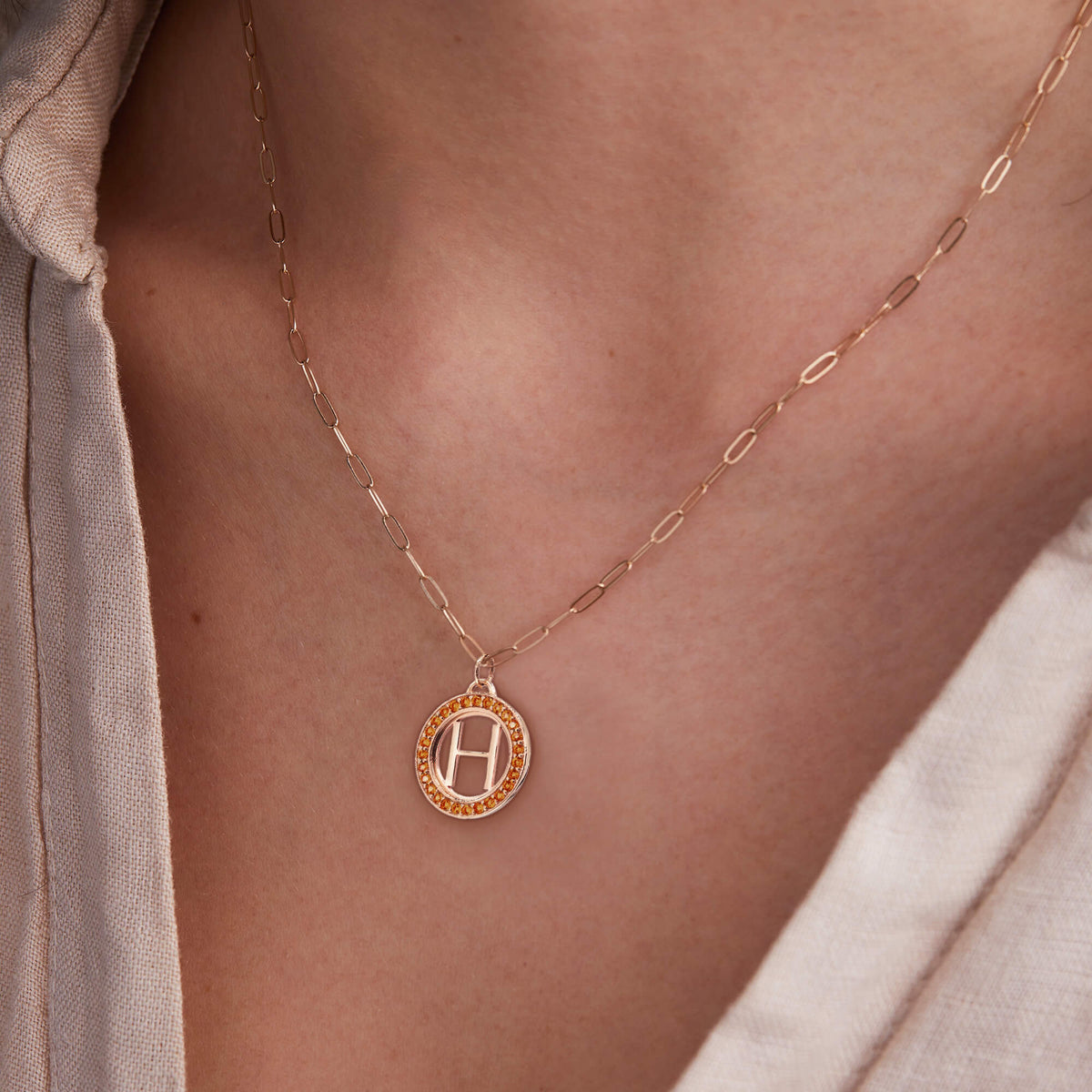 0.09 TCW Round Citrine Lab Made Diamond- November Birthstone Necklace 3