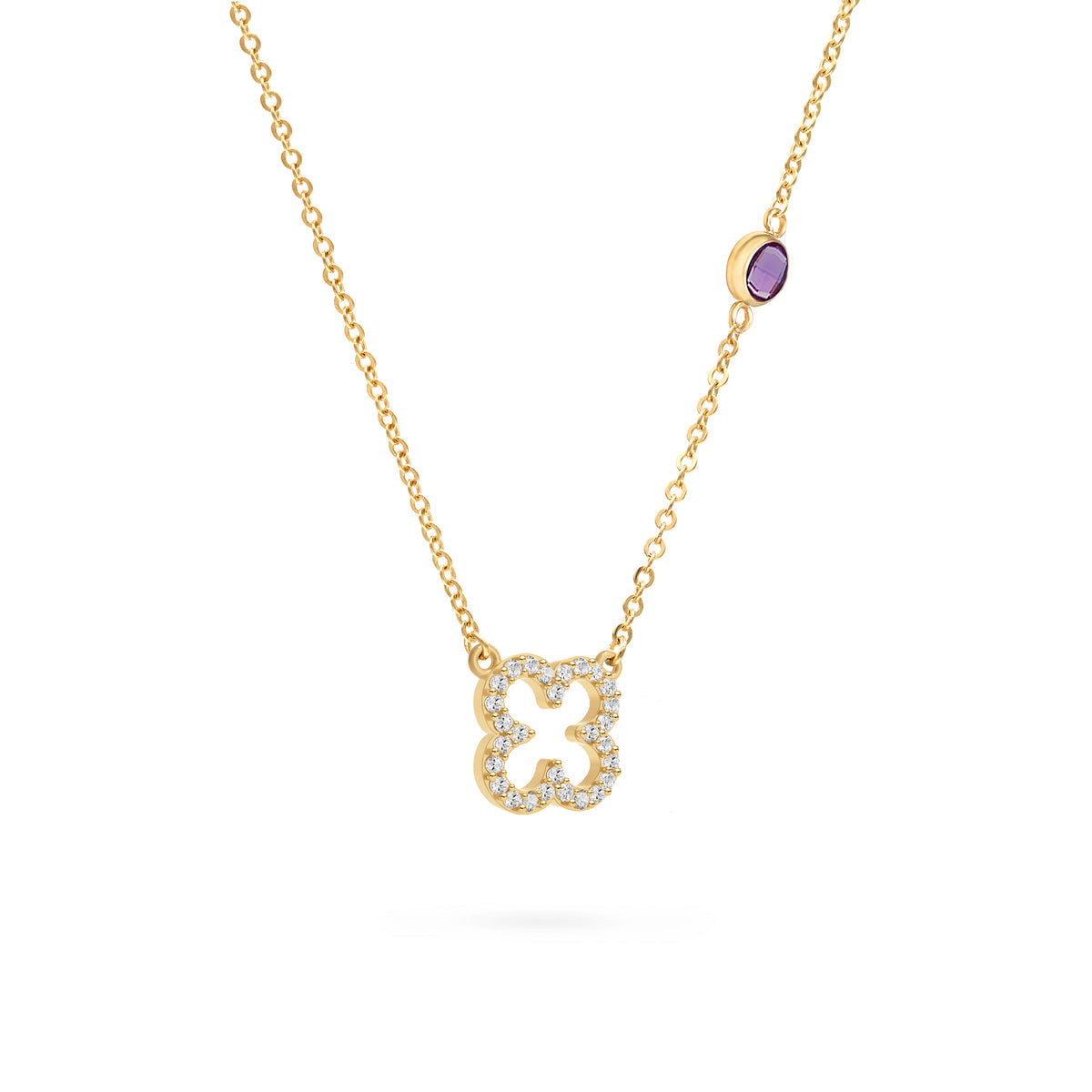 0.25 CT Round Amethyst Lab Made Diamond- February Birthstone Necklace 4