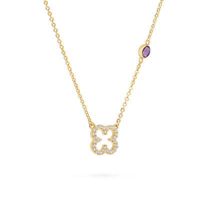 0.25 CT Round Amethyst Lab Made Diamond- February Birthstone Necklace 4