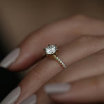 0.85 CT Round Cut Pave CVD E/VS1 Diamond Engagement Ring 3