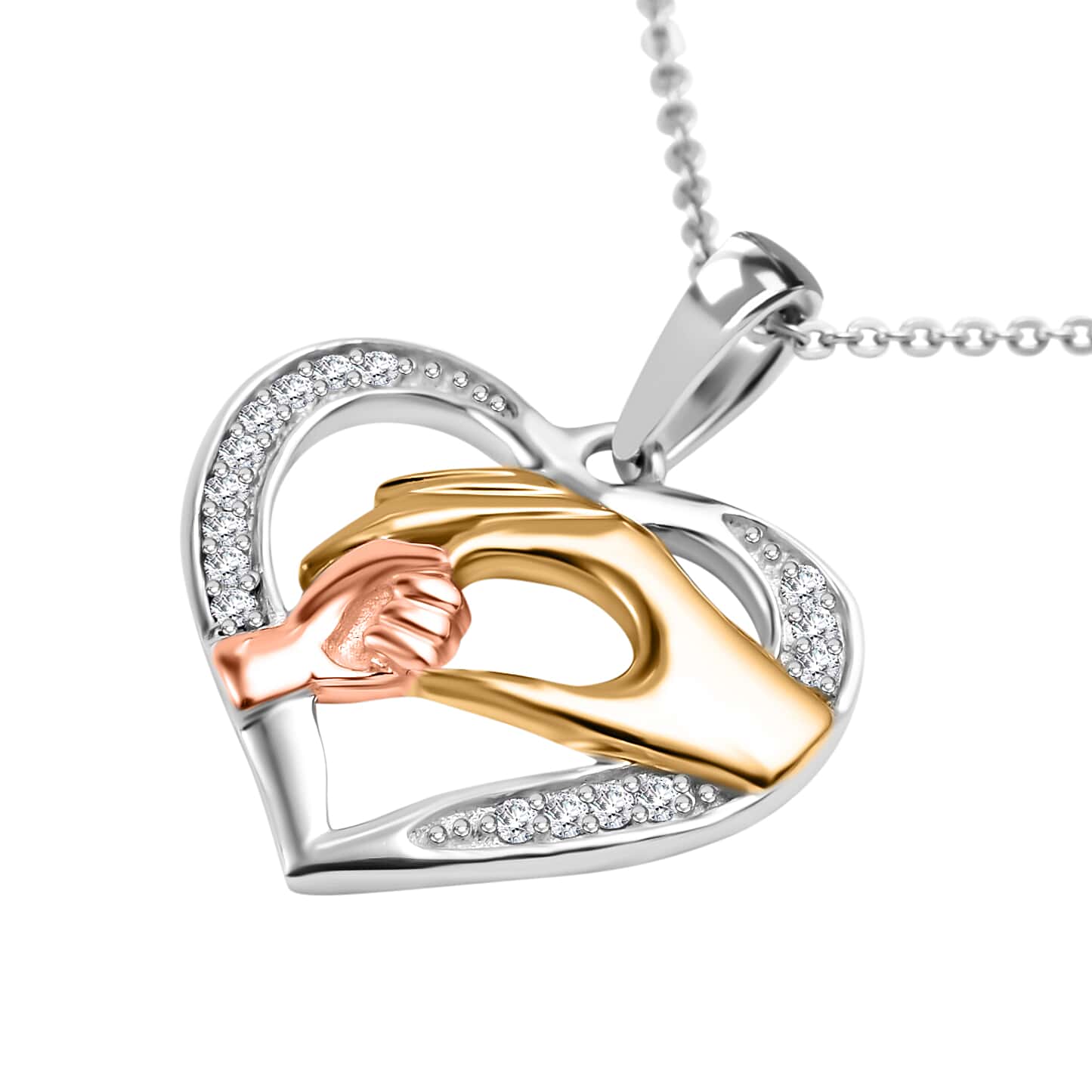 Round Cut Cubic Zirconia in 925 Sterling Silver Necklace 4