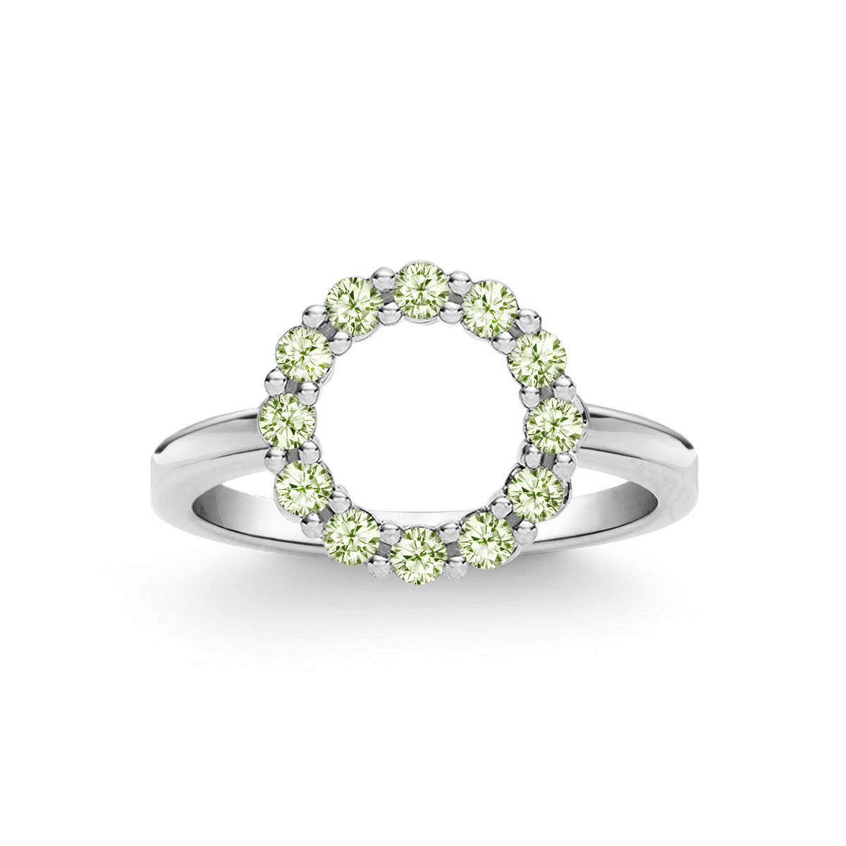 3.6 TCW Round Peridot Lab Made Diamond- August Birthstone Engagement Ring 5