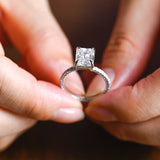 Stunning 1.0 - 2.0 CT Emerald Moissanite Engagement Ring with Hidden Halo Design 3