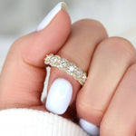 Stunning 0.35 TCW Round Moissanite Stones Halo Half Eternity Wedding Bands 3