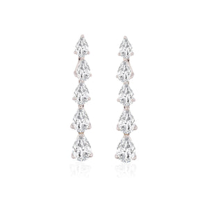 6.0 TCW Pear Cut Moissanite Danglers Earrings in Gold