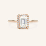 Stunning 1 CT Emerald Moissanite Engagement Ring with Halo Design 6