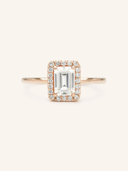 Stunning 1.24 CT Emerald Moissanite Engagement Ring with Halo Design 6