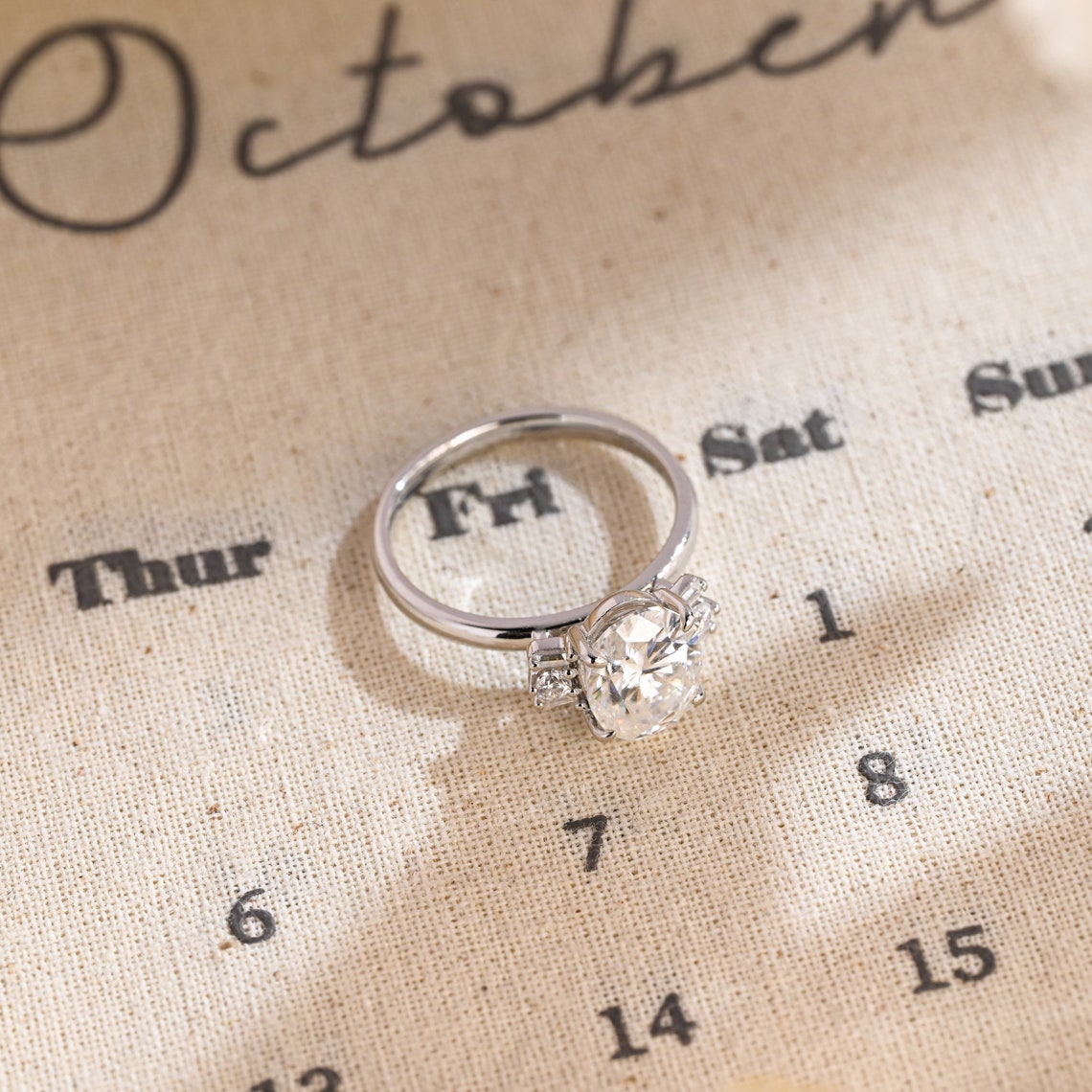 Stunning 2.0 CT Oval Moissanite Engagement Ring with Cluster Design 4