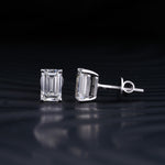 2.0 TCW Emerald Cut Moissanite Stud Earrings in Gold 3