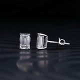 2.0 TCW Emerald Cut Moissanite Stud Earrings in Gold 3