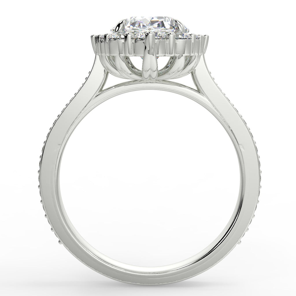 Stunning 2.11 CT Oval Moissanite Engagement Ring with Cluster Halo & Pave Design 6