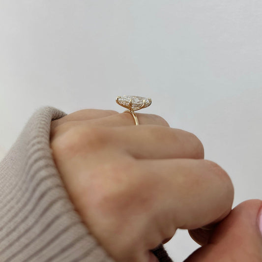 Stunning 2.50 CT Marquise Moissanite Engagement Ring with Hidden Halo Design 2