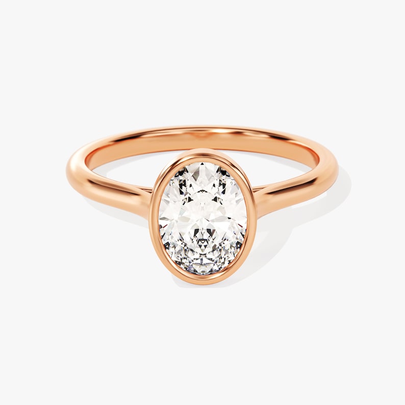 Stunning 1.0-2.0 CT Oval Moissanite Engagement Ring with Bezel Design 5