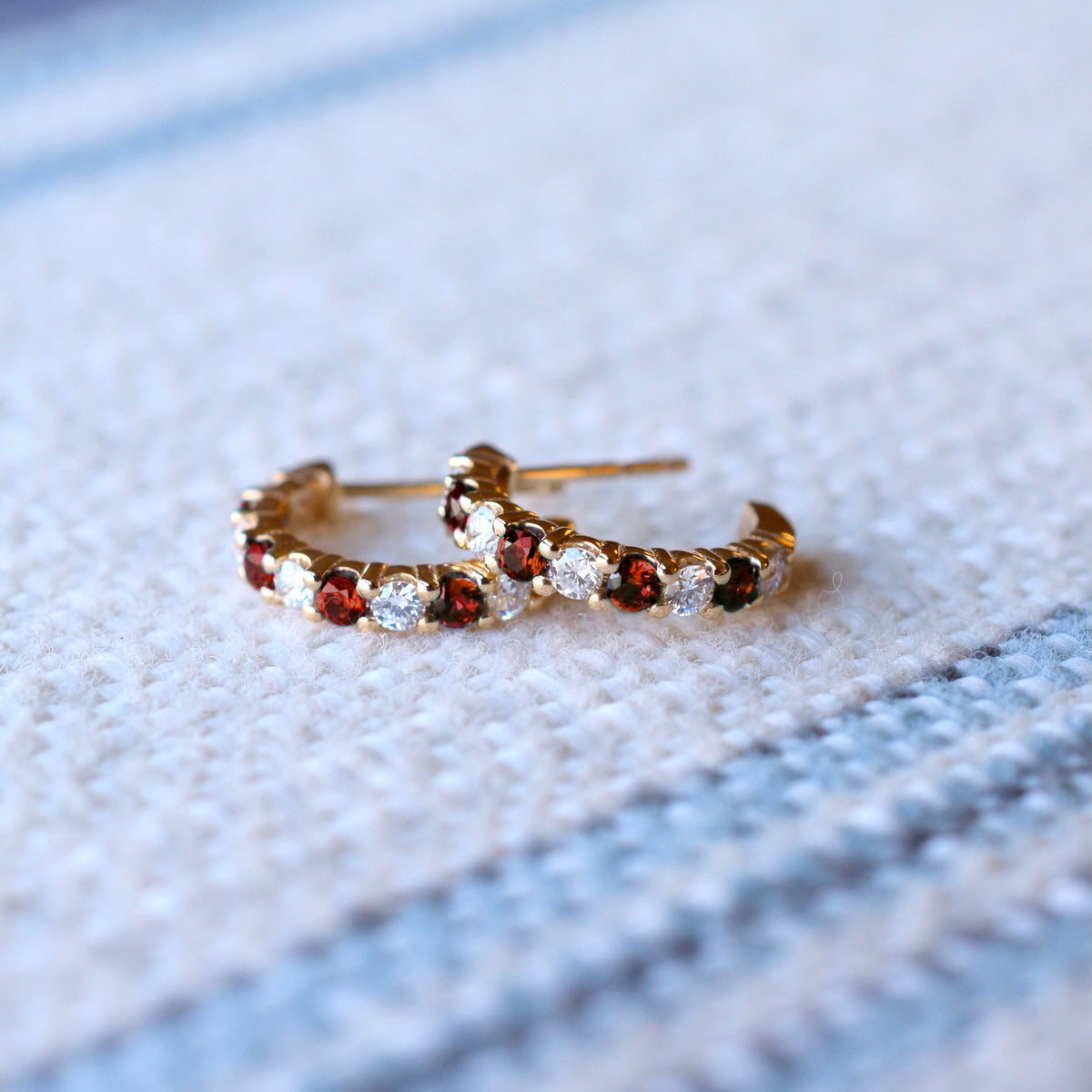 1.12 TCW Round Garnet Lab Made Diamond- January Birthstone Earrings 6