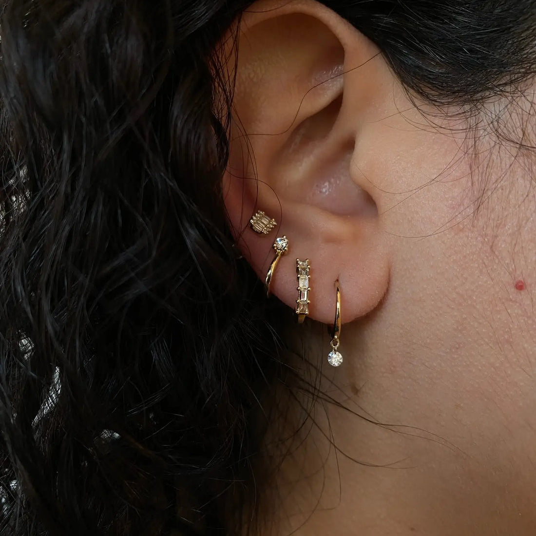 Classic 0.20 TCW Round Cut Moissanite Hoops Earrings in Gold 2