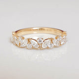 Stunning 0.4 TCW Marquise & Round Moissanite Stones in Half Eternity Wedding Band 8