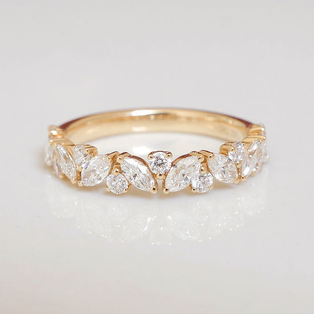 Stunning 0.4 TCW Marquise & Round Moissanite Stones in Half Eternity Wedding Band 8