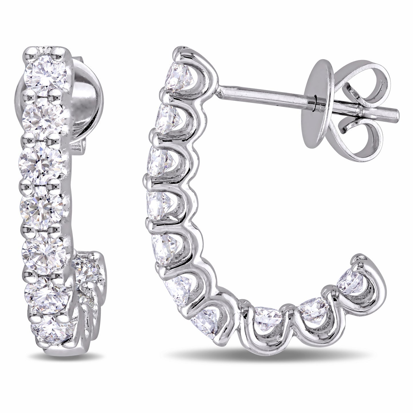 Round Cut Cubic Zirconia in 925 Sterling Silver Earrings 1