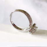 Round Cut Halo & Pave Style Cubic Zirconia in 925 Sterling Silver Ring 10