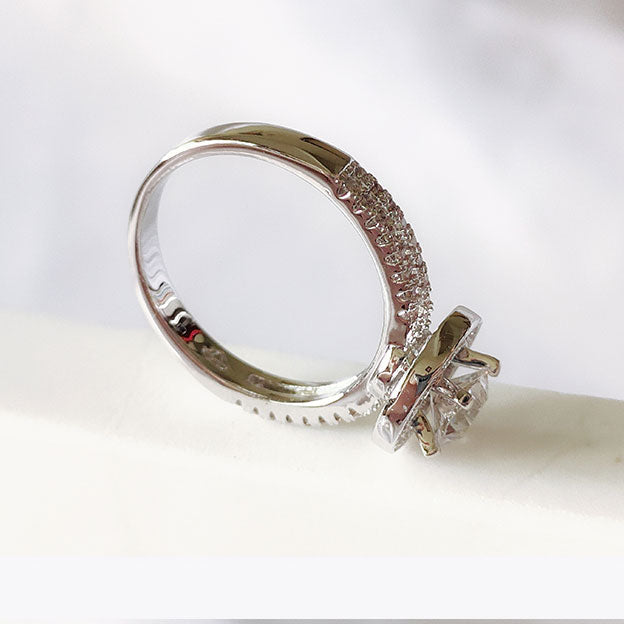 Round Cut Halo & Pave Style Cubic Zirconia in 925 Sterling Silver Ring 10