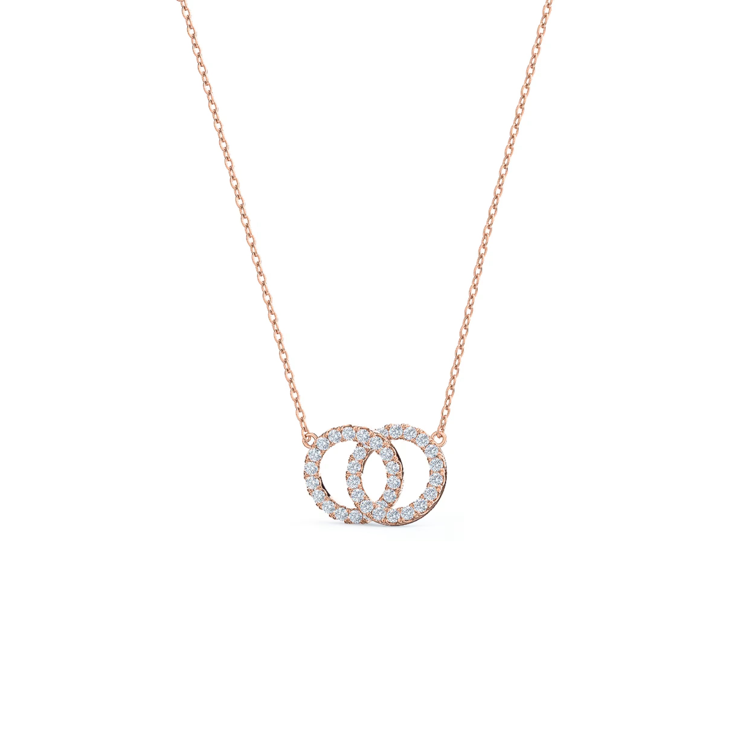 1.50 CT Round Moissanite Diamond Double Circle Pendant Necklace in Solid Gold 4