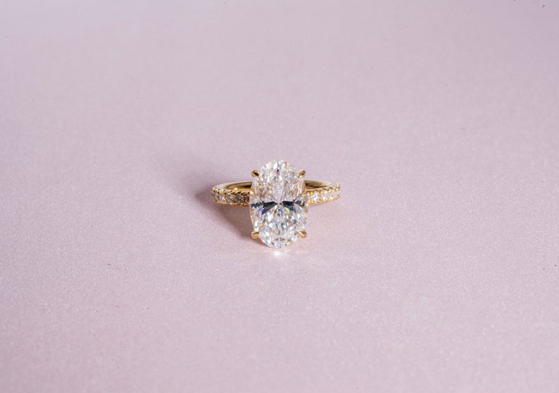 Stunning 3.50 CT Oval Shape Moissanite Engagement Ring with Hidden Halo & Pave Design 5