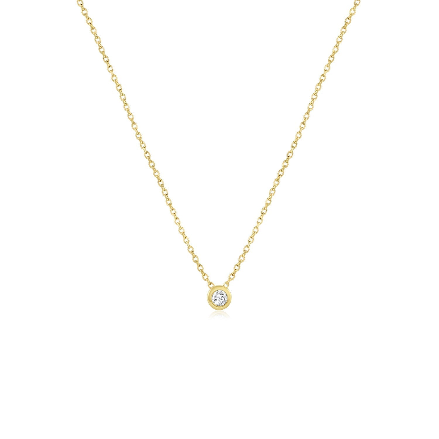 0.20 CT Round Moissanite Diamond Bezel Solitaire Pendant Necklace in Solid Gold 3