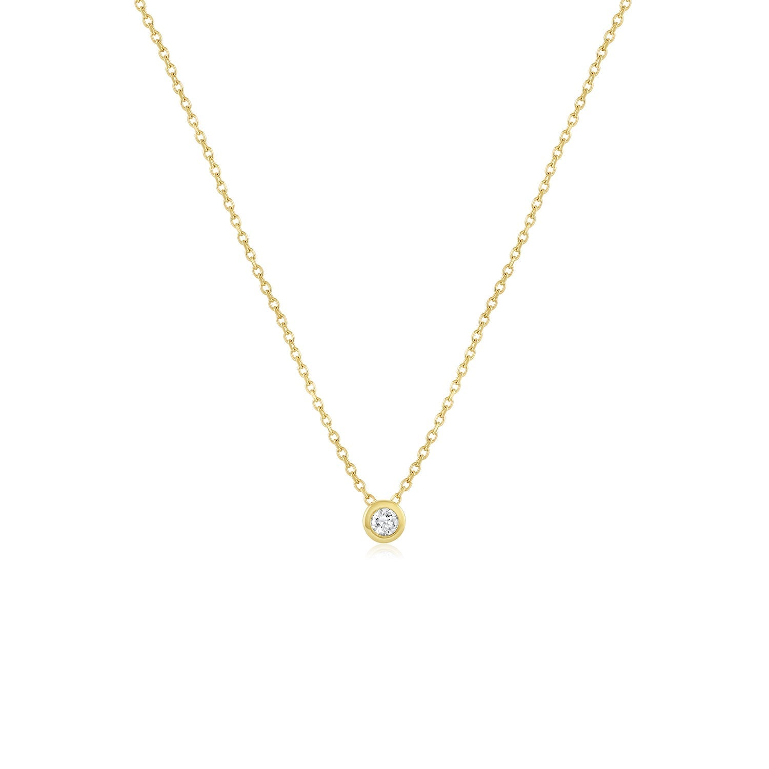 0.20 CT Round Moissanite Diamond Bezel Solitaire Pendant Necklace in Solid Gold 3