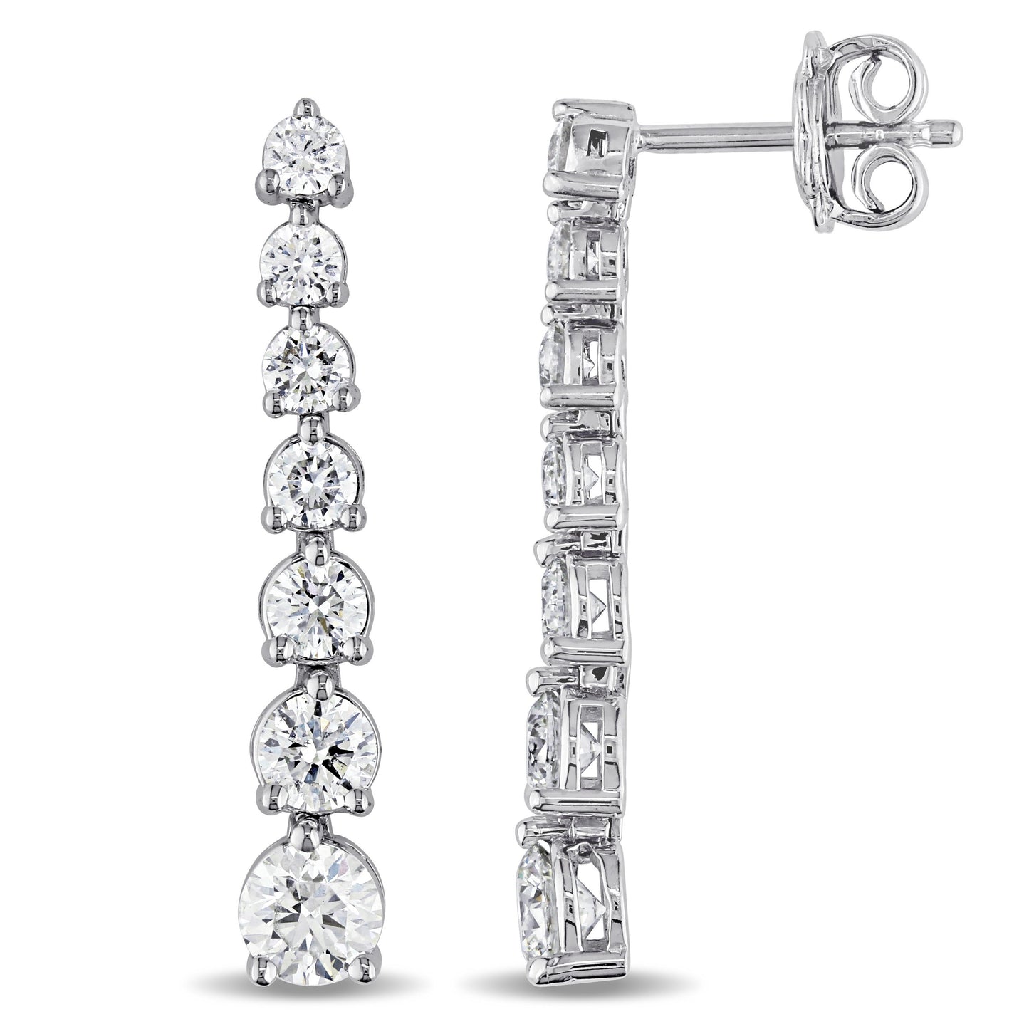 Round Cut Cubic Zirconia in 925 Sterling Silver Earrings 2