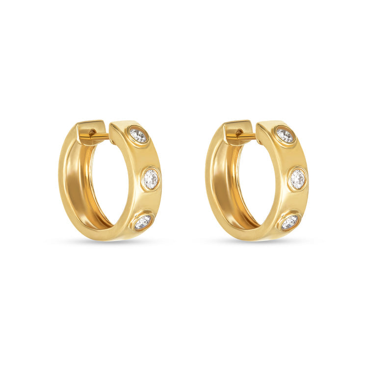 0.40 TCW Round Cut Moissanite Flush Huggies Earrings in Gold 3