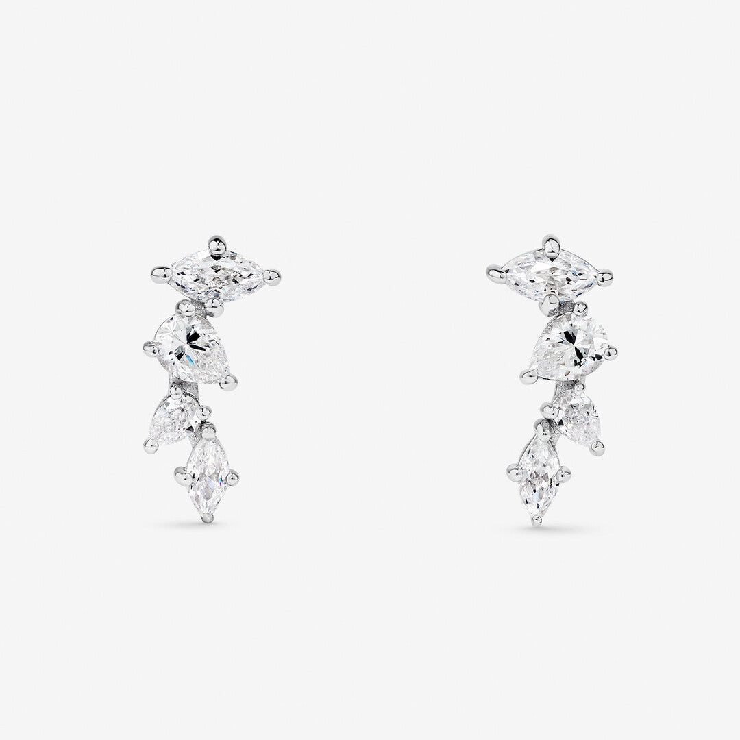 Round Cut Cubic Zirconia in 925 Sterling Silver Earrings 2