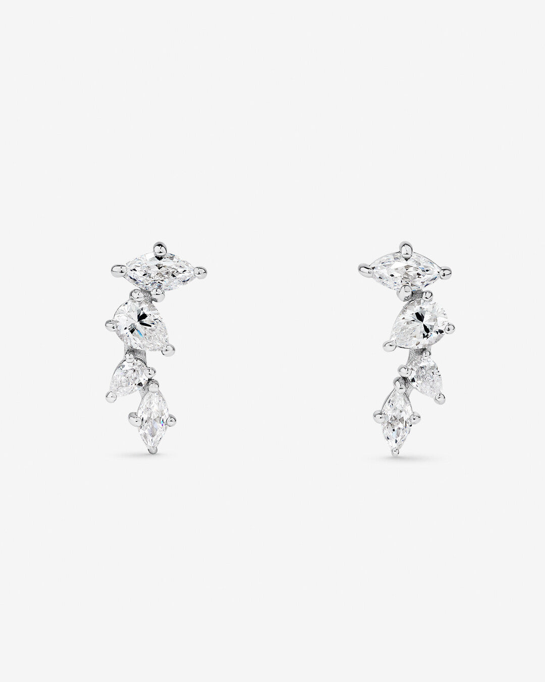 Round Cut Cubic Zirconia in 925 Sterling Silver Earrings 2