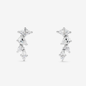 Round Cut Cubic Zirconia in 925 Sterling Silver Earrings