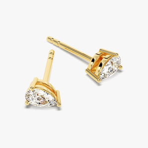 1.0 TCW Pear Cut Moissanite Stud Earrings in Gold