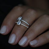 0.50 CT Emerald Cut Pave CVD E/VVS1 Diamond Engagement Ring 9