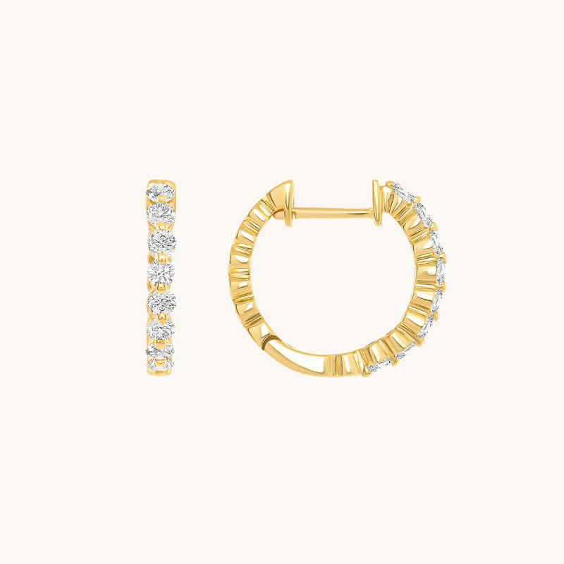 0.40 TCW Round Cut Moissanite Mini Hoops Earrings in Gold 1
