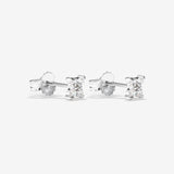 Round Cut Cubic Zirconia in 925 Sterling Silver Earrings 3