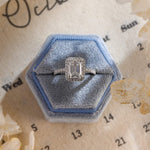 Stunning 1.0 CT Emerald Cut Moissanite Engagement Ring with Halo Pave Design 10