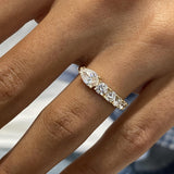 Stunning 1.13 CT Round & Pear Moissanite Stones Open Wedding Bands 8