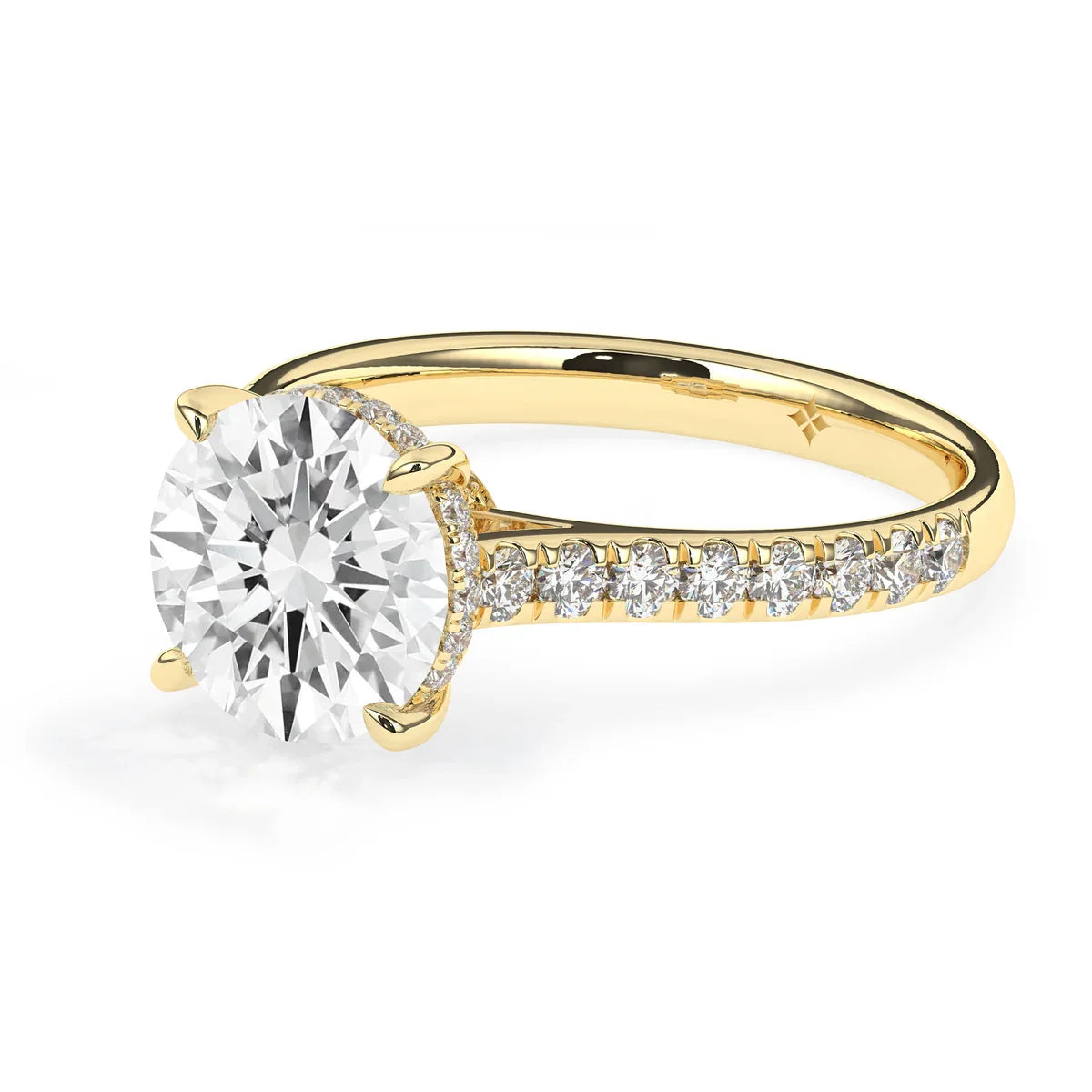 Stunning 3.0 CT Round Moissanite Engagement Ring with Double Hidden Halo & Pave Design 2