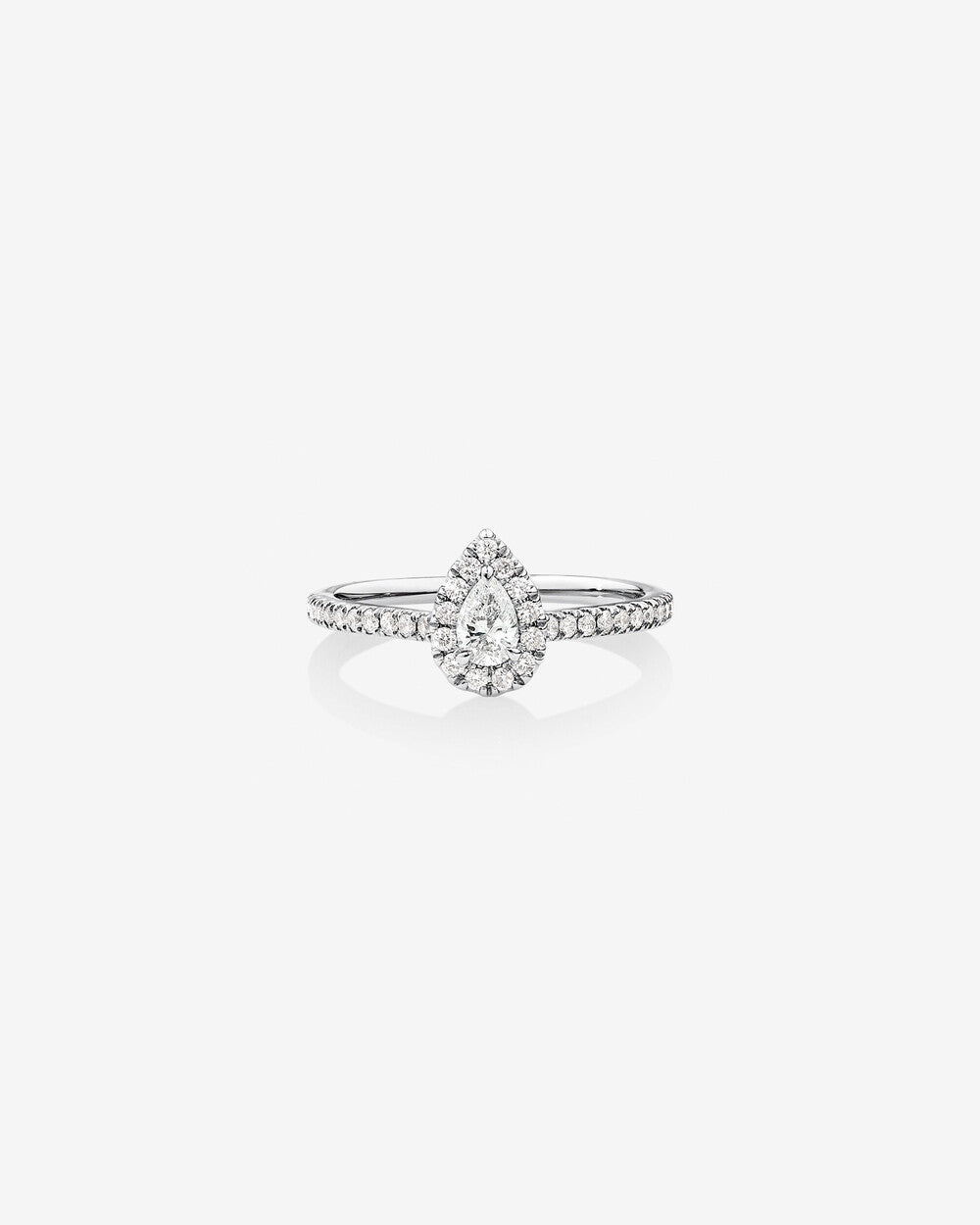 Stunning 0.5 CT Pear Moissanite Engagement Ring In Halo & Pave Design 1