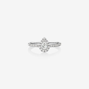 Stunning 0.5 CT Pear Moissanite Engagement Ring In Halo & Pave Design