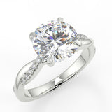 Stunning 2.0 CT Round Moissanite Engagement Ring with Twisted Pave Design 5