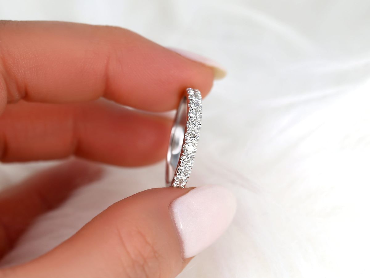 Stunning 0.6 TCW Round Moissanite Stones Half Eternity Wedding Band 4