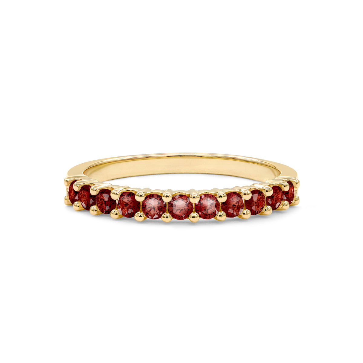 1.38 TCW Round Garnet Lab Made Diamond- January Birthstone Wedding Band 5