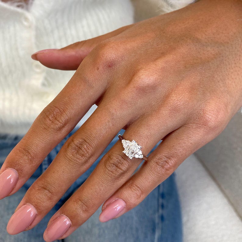 Classic 1.0 CT Radiant Moissanite Engagement Ring with Cluster Design 5