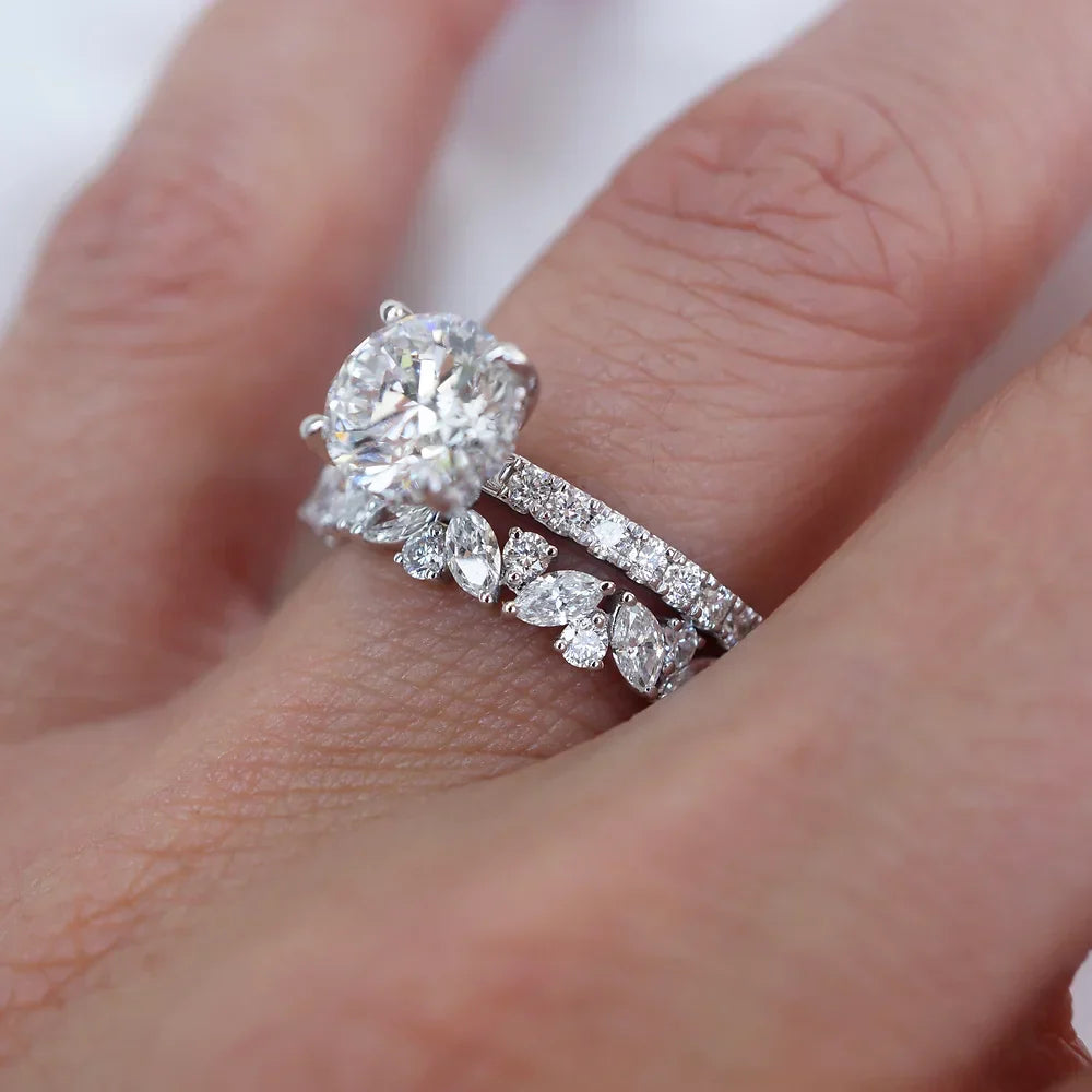 Stunning 0.4 TCW Marquise & Round Moissanite Stones Alternate Wedding Band 3