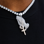 10 CT Round Moissanite Iced Praying Hands Silver Pendant for Him 2
