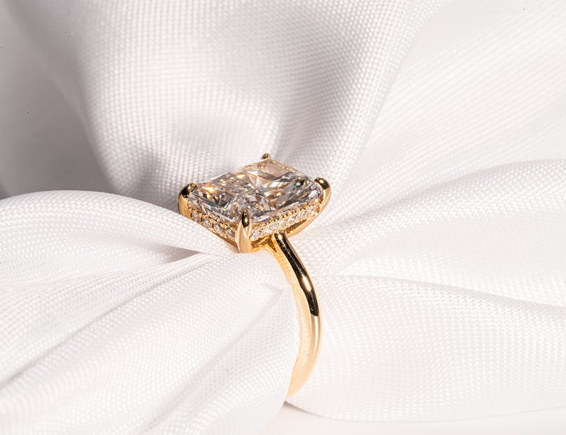 Classic 4.01 CT Radiant Moissanite Engagement Ring with Hidden Halo Design 2