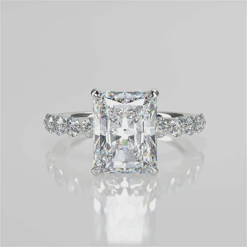 Stunning 2.50 CT Radiant Moissanite Engagement Ring with Hidden Halo & Pave Design 4